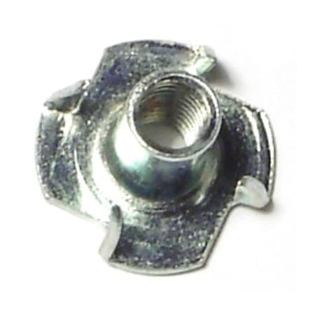 Midwest Fastener T-Nut, 4 Prongs, M6, Steel, Zinc Plated, 12 mm Barrel Ht, 10 PK 72523